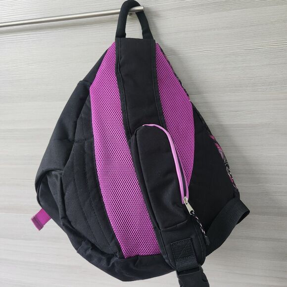 Eastsport Sling Pack Backpack Strap Crossbody Floral Pink Black Bag Triple Zip - Picture 7 of 12